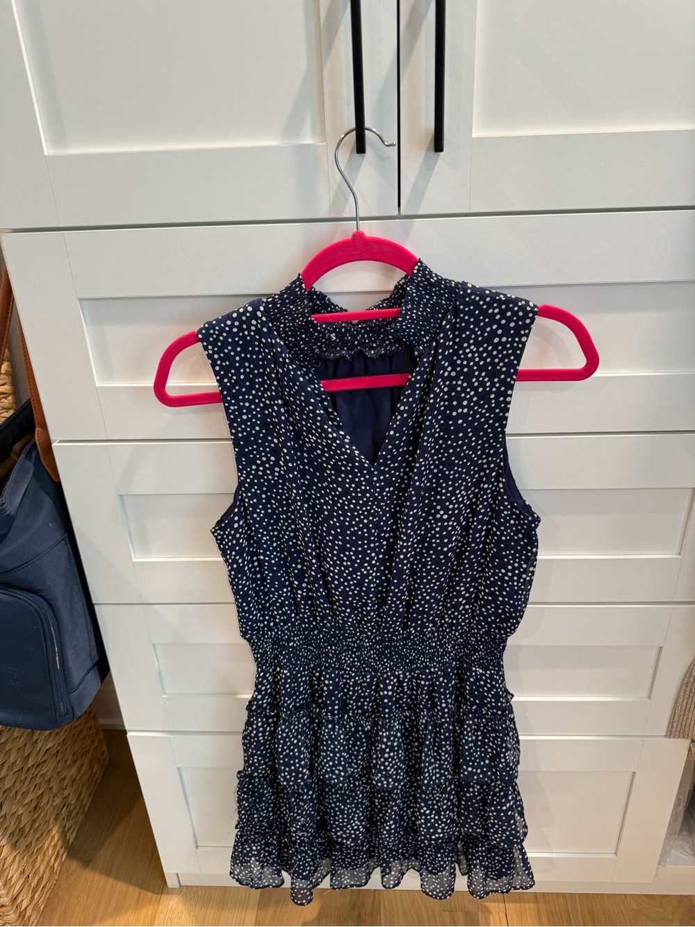 Express Navy Blue Polka Dot Dress